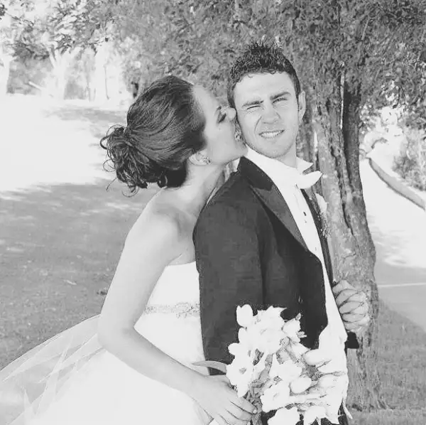 La feliz pareja cuando se casaron, hace tres años.