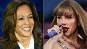 Esta combinación de imágenes creadas el 10 de septiembre de 2024 muestra a la vicepresidenta de los Estados Unidos y candidata presidencial demócrata Kamala Harris sonríe durante un debate presidencial con el expresidente de los Estados Unidos y candidato presidencial republicano Donald Trump en el Centro Nacional de la Constitución en Filadelfia, Pensilvania, el 10 de septiembre de 2024.

La cantante y compositora estadounidense Taylor Swift actúa en el escenario como parte de su Eras Tour en Lisboa el 24 de mayo de 2024.