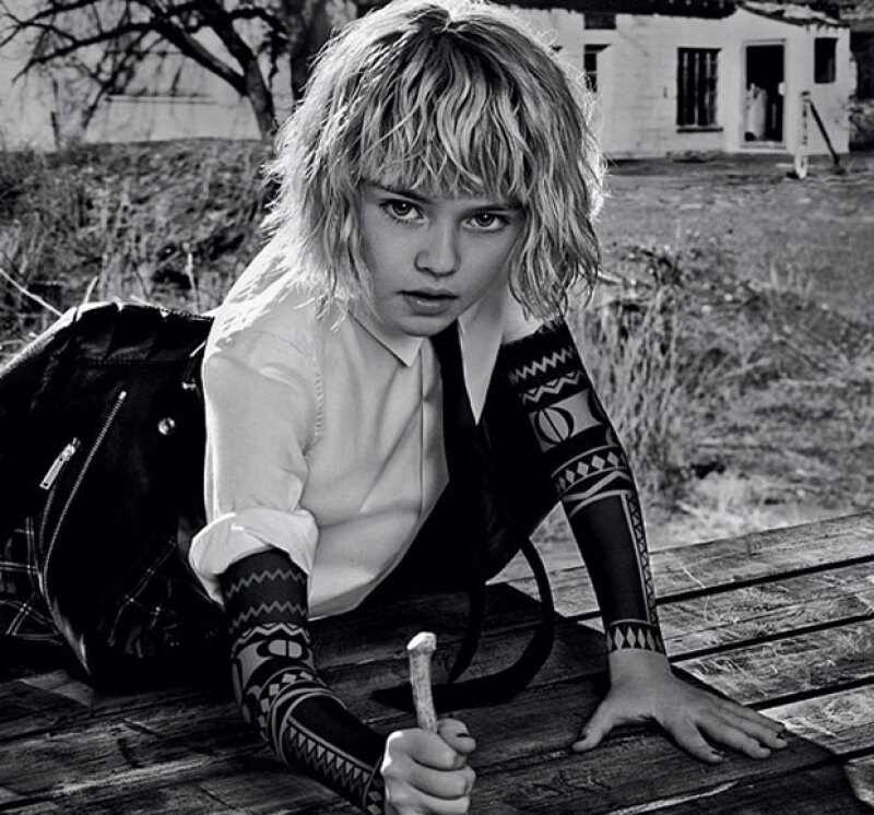 Kristina en una campaña para Dsquared2.