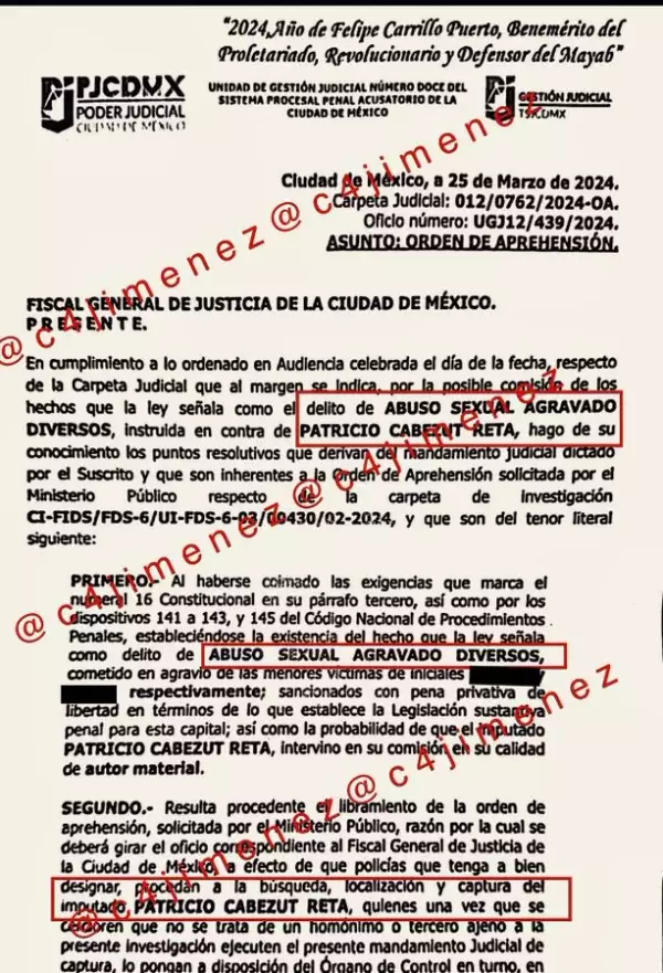 Orden de aprehensión en contra de Patricio Cabezut