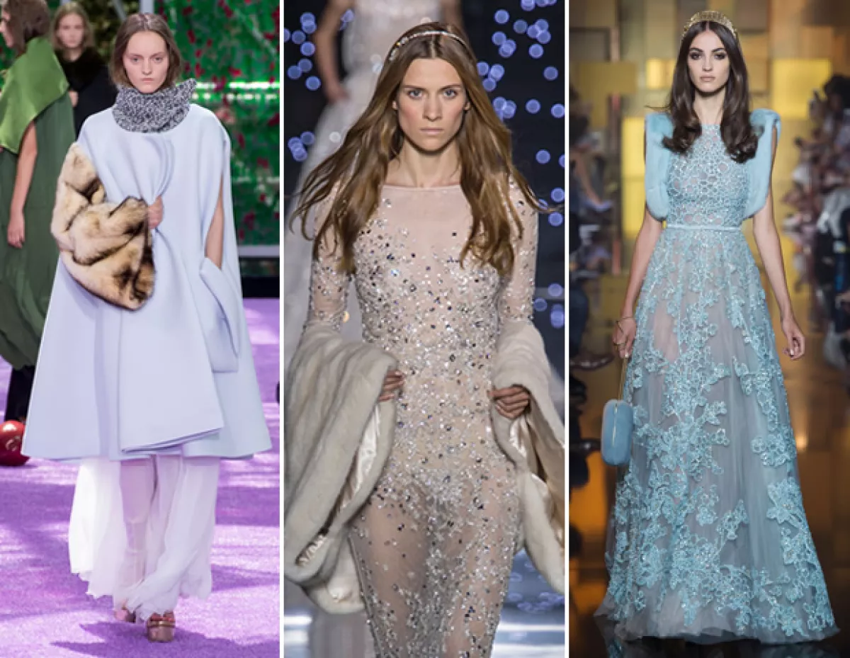 La piel no pudo faltar para la temporada de frío, pero en vez de abrigos largos, diseñadores como  sólo lo aplicaron en las mangas. Aquí looks de Christian Dior, Zuhair Murad y Elie Saab.