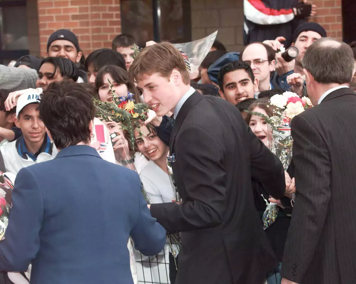 Prince William Of Wales On Walkabout At Burnaby School Vancouver Canada Amongst His Fans. Royal Royalty Fans Crowds