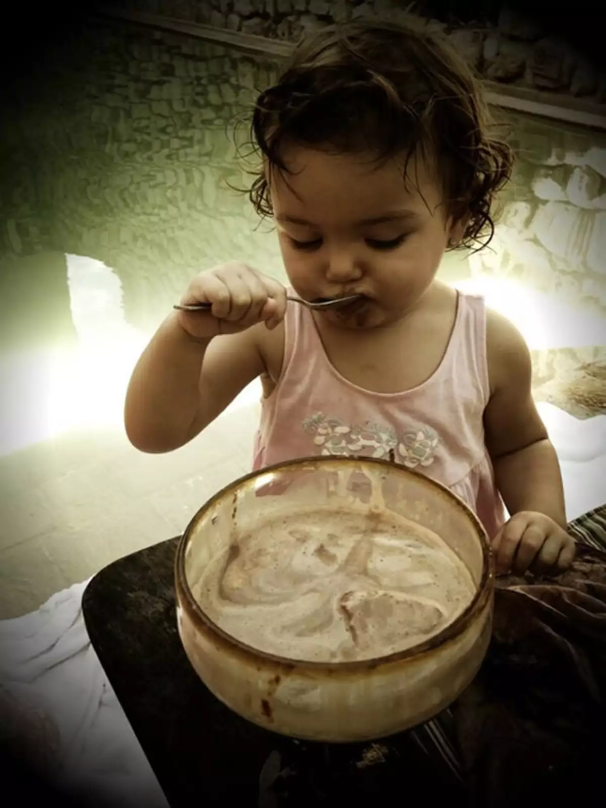 Aquí disfrutando del chocolate de Campeche.