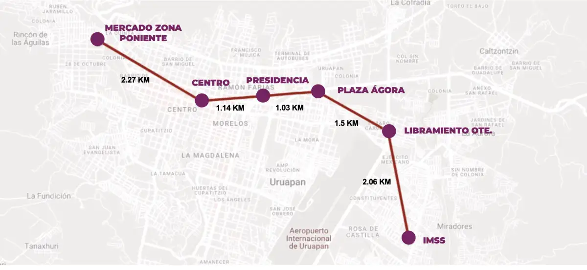 Mapa Cable Bus Cablebús de Uruapan, Michoacán: fecha de inauguración, ruta y mapa