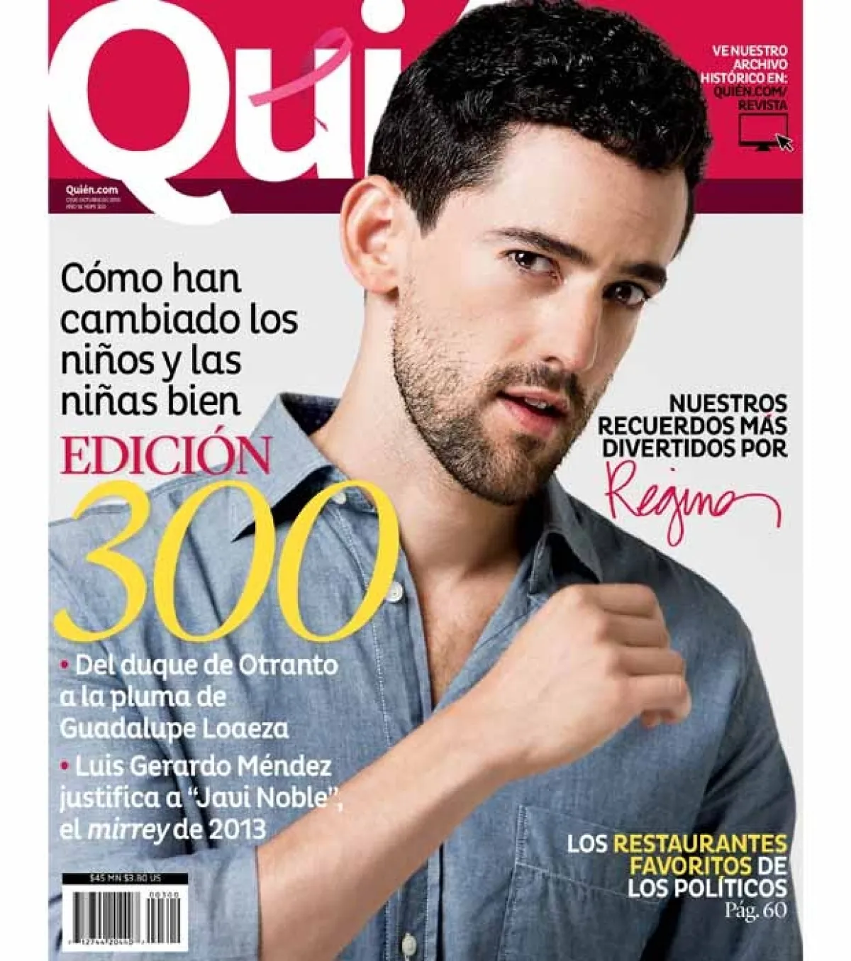 Luis Gerardo engalana la portada de la nueva Quién en donde festejan sus 300 ediciones.