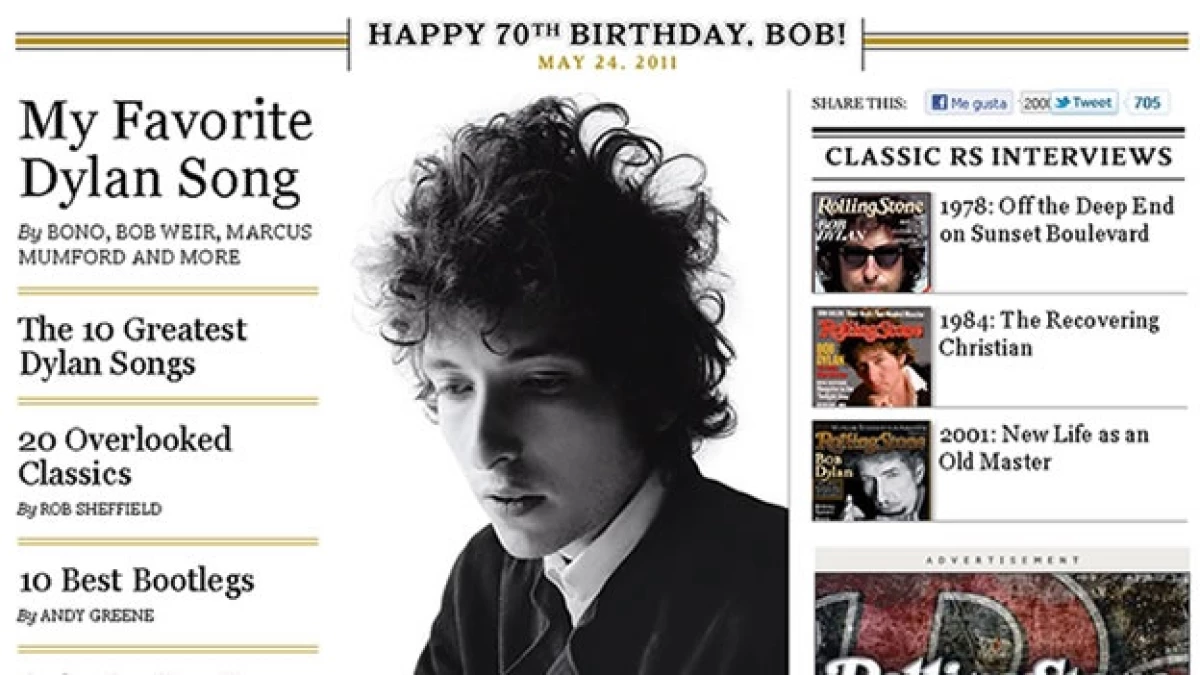 La revista Rolling Stone celebra 70 años de Bob Dylan