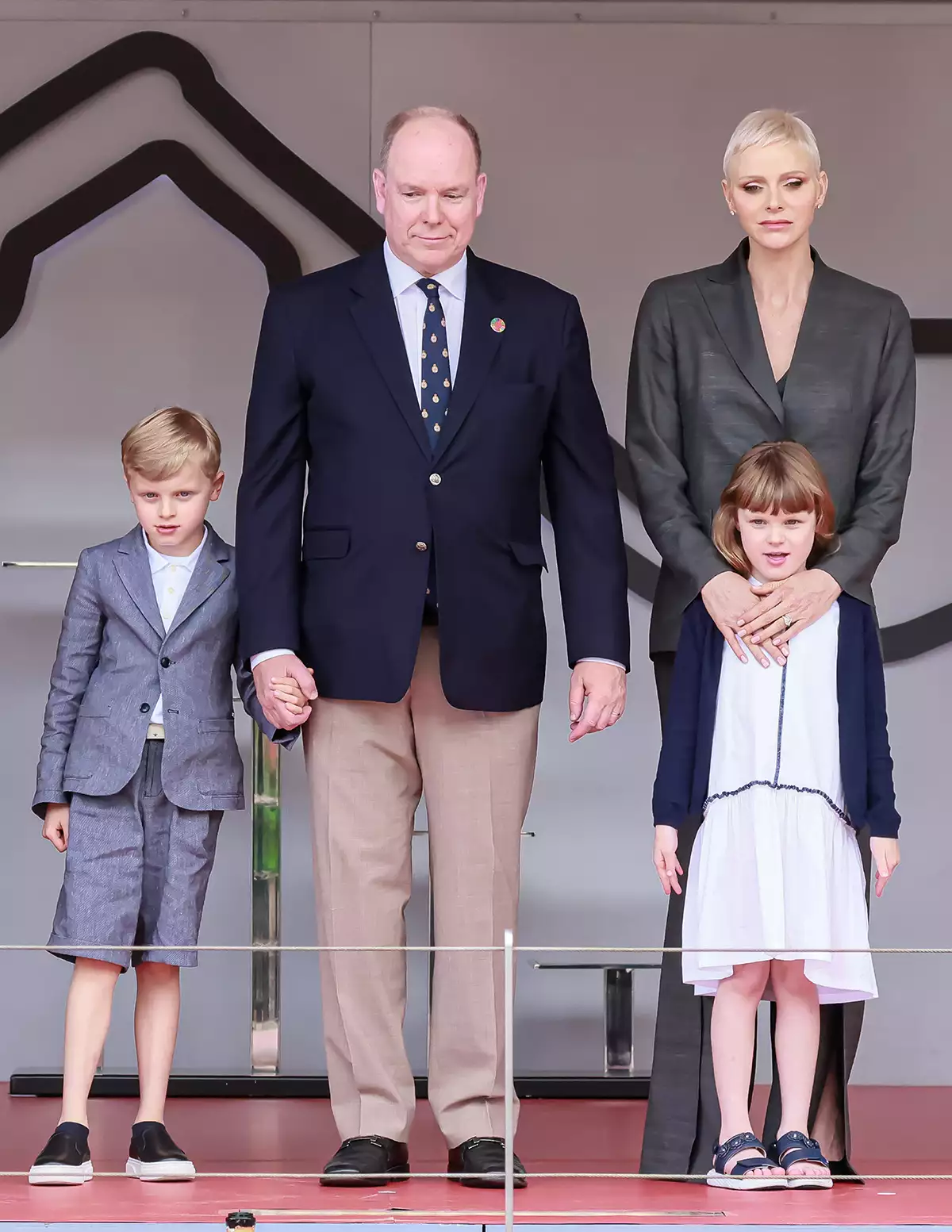 Princess Charlene and Prince Albert with their children at the E-Prix in Monaco - 30 Apr 2022