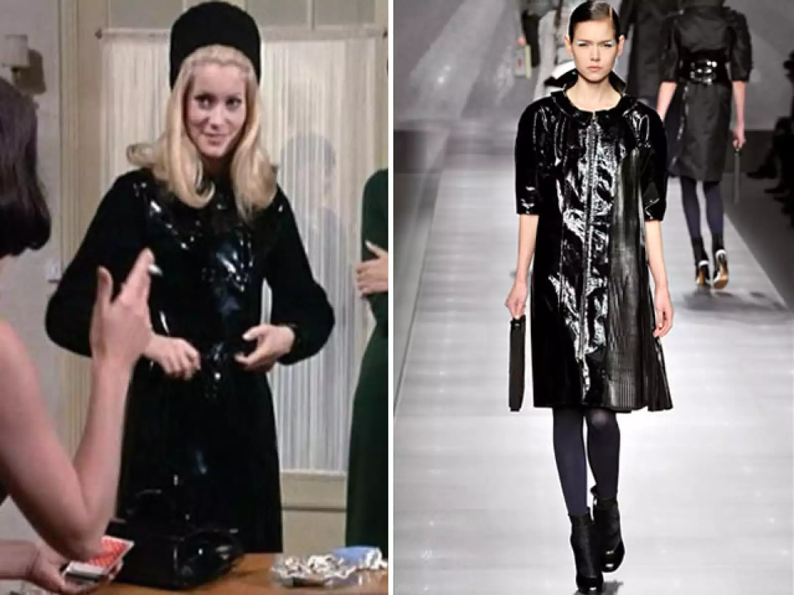 Karl Lagerfeld para Fendi jugó con materiales sintéticos para crear diseños de inspiración futurista pero sin perder su toque delicado.