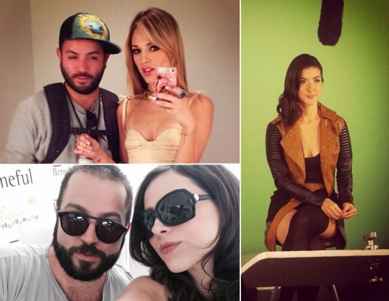 Mancandy con Eiza y Paty Cantú. Derecha: Eréndira Ibarra con uno de sus diseños.