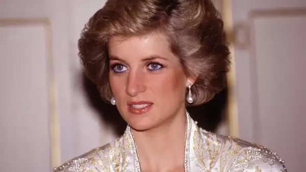 Diana Princess of Wales at a dinner given by President Mitterand at the Elysee Palace in Paris