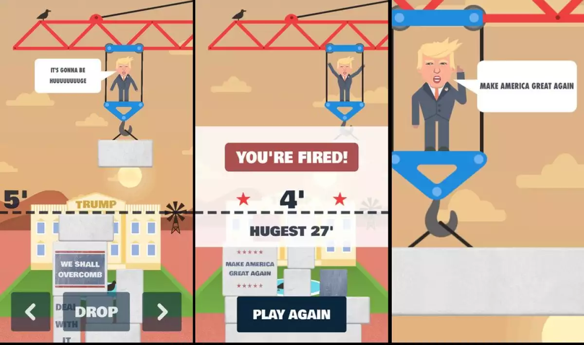En el juego para iOS el virtual candidato republicano te despedirá si no logras construir el muro