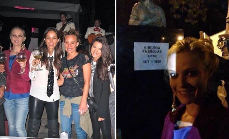 Ana Layevska y Maite Perroni posaron con Cervantes en las imágenes dentro del panteón.