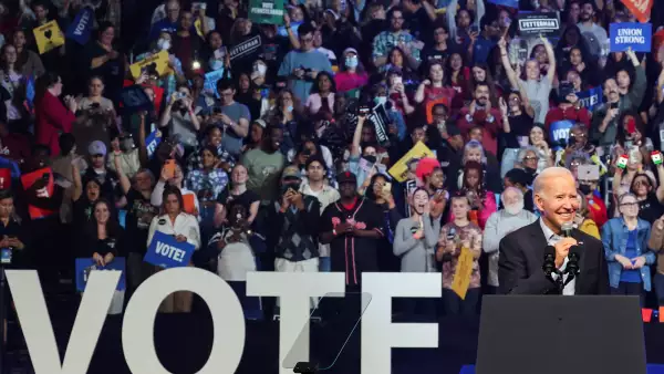 El presidente Joe Biden en un evento de la campaña del Partido Demócrata.