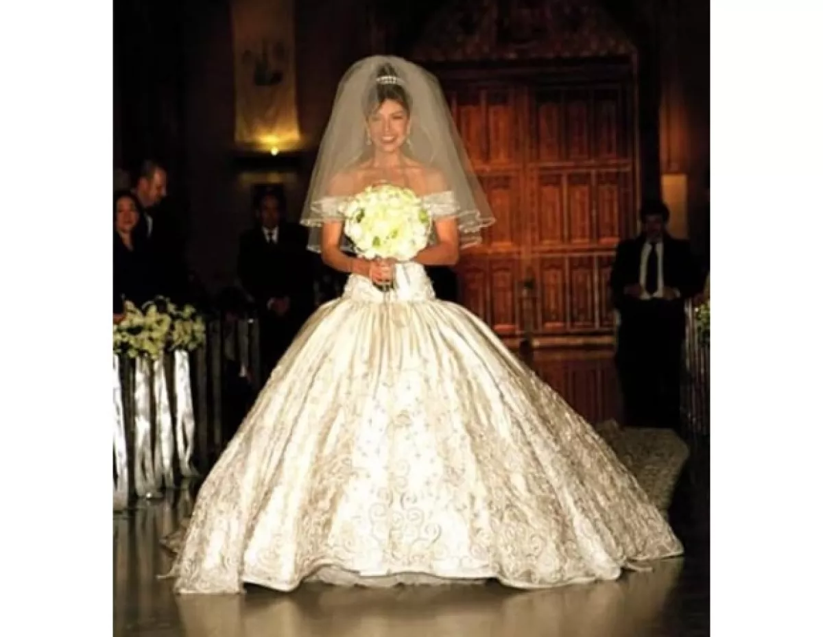 Thalía y su vestido de novia.