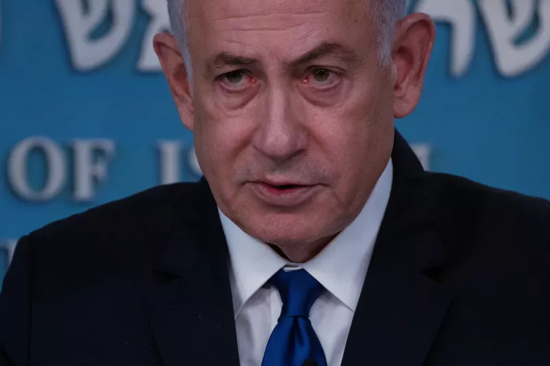 El primer ministro israelí Benjamin Netanyahu habla después de una reunión con el canciller alemán Olaf Scholz (no en la foto) en Jerusalén, el 17 de marzo de 2024.
