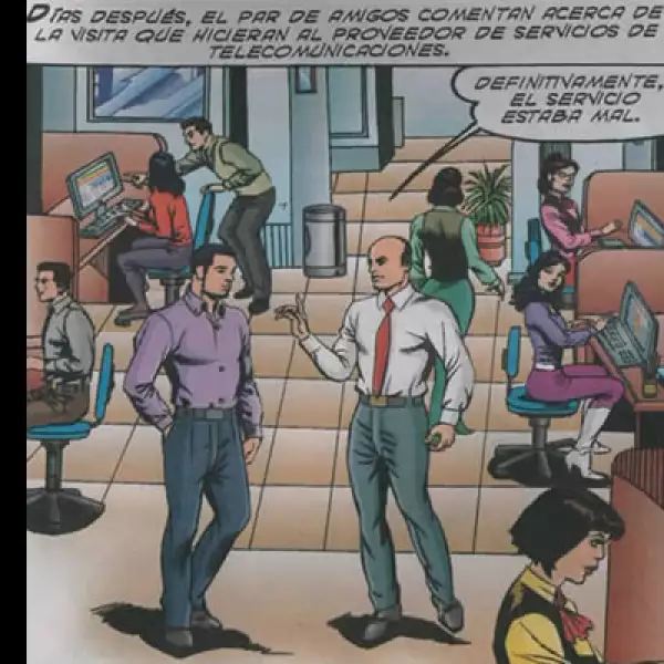 En la historieta se caracterizan a dos funcionarios de la Cofetel: Luis Lucatero (izq) y Manuel McFarland (der).