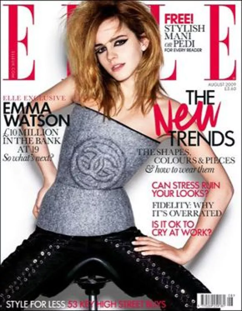 La joven de 19 años es la portada de la revista Elle en Gran Bretaña, donde mostró su lado rebelde al fotografiarse con pantalones negros ajustados y su pelo alborotado.