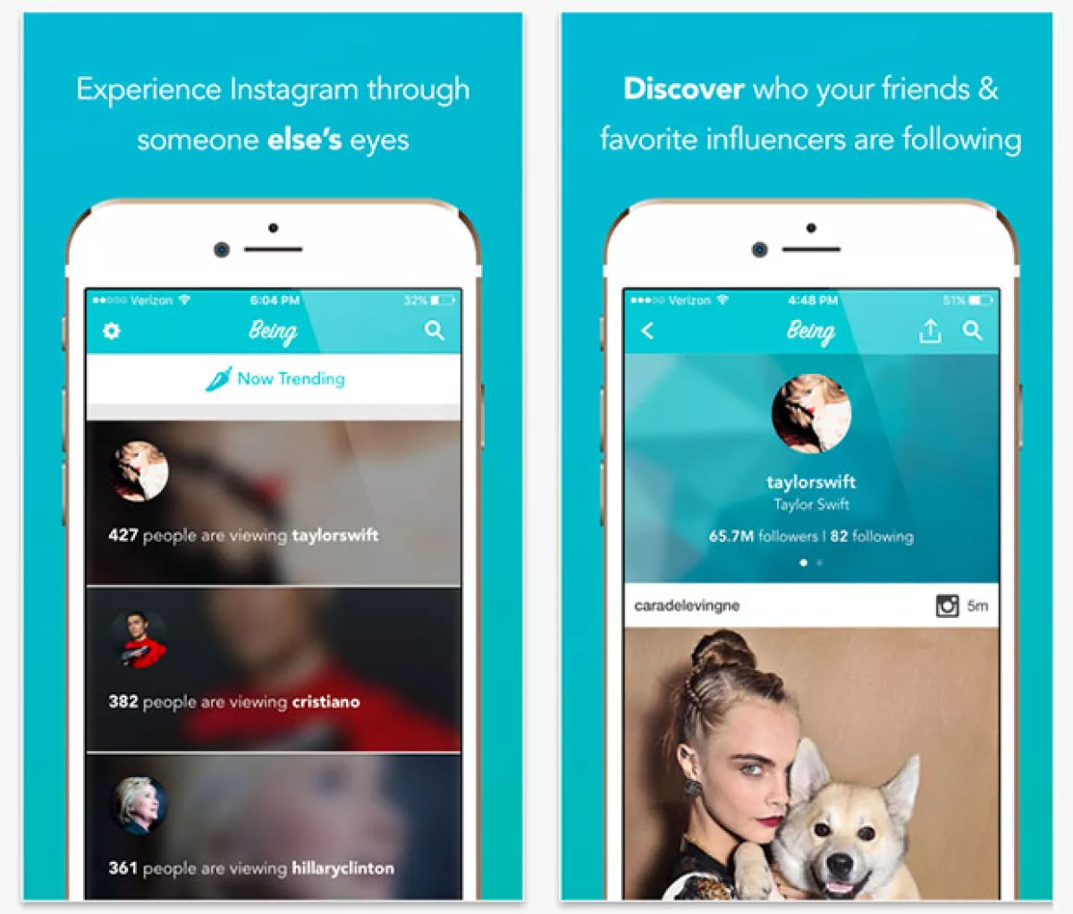 La app te deja ver las personas que tus celebs favoritas y tus amigos están siguiendo.