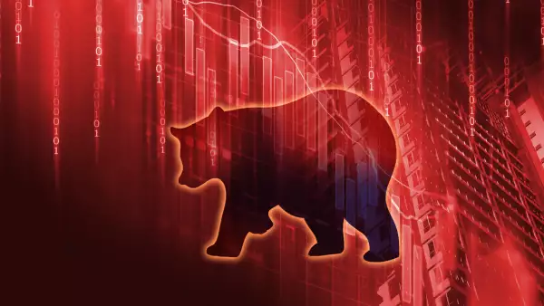 silhouette form of bear on technical financial graph