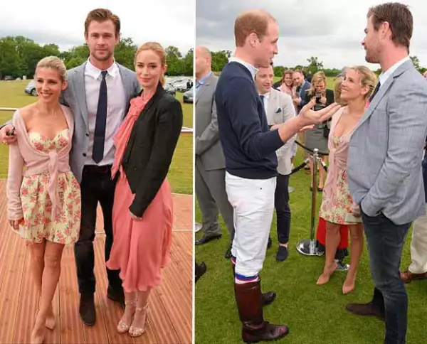 Emily Blunt  también asistió al encuentro de polo y mostró la gran amistad que tiene con Chris y Elsa.