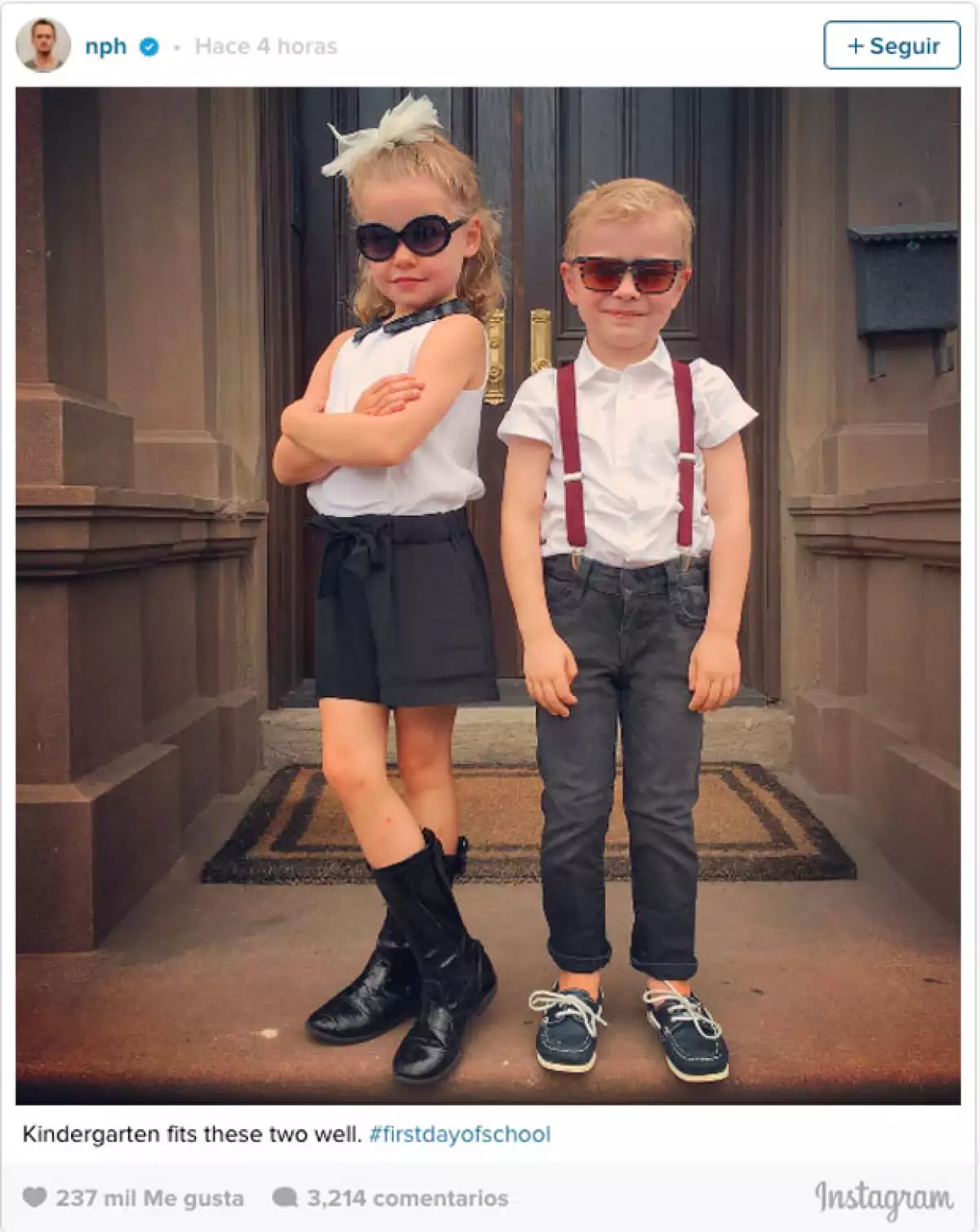 Los hijos de Neil Patrick Harris iniciaron su primer día de escuela.