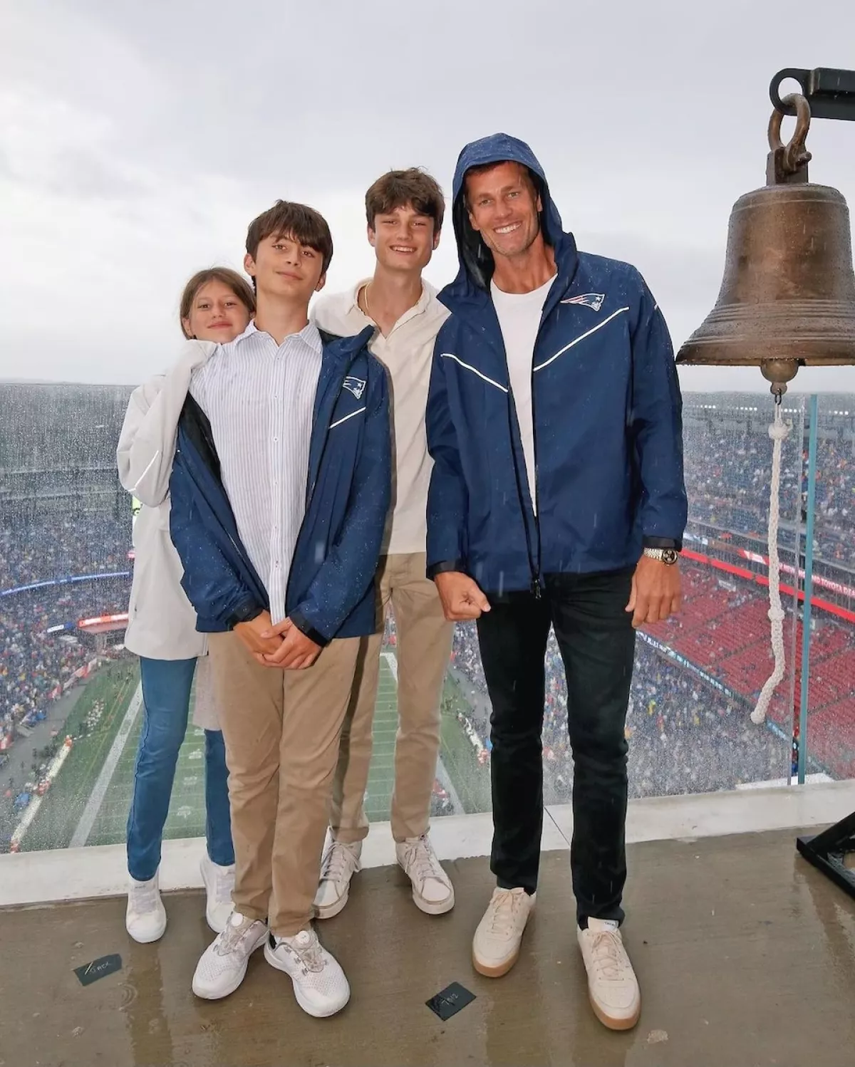 Tom Brady y sus hijos Vivian, Benjamin y Jack