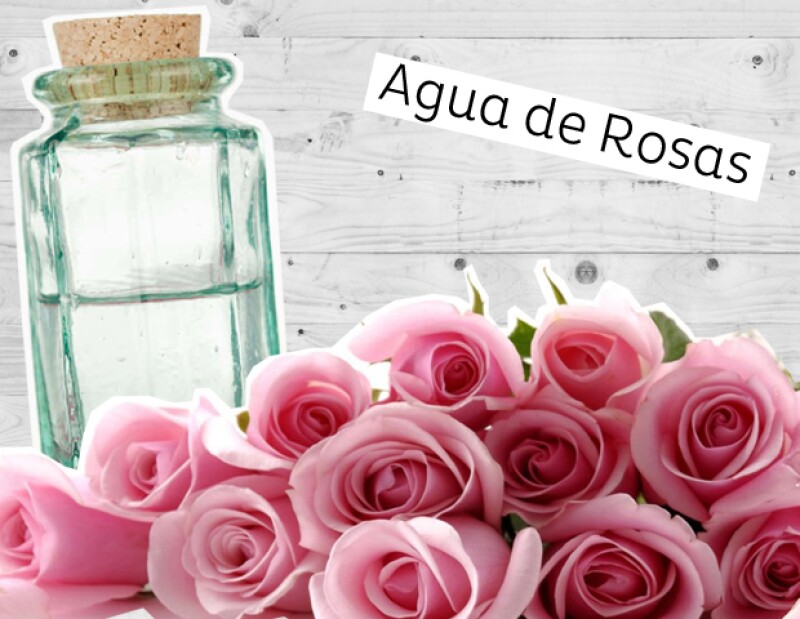 Agua de rosas para la piel.