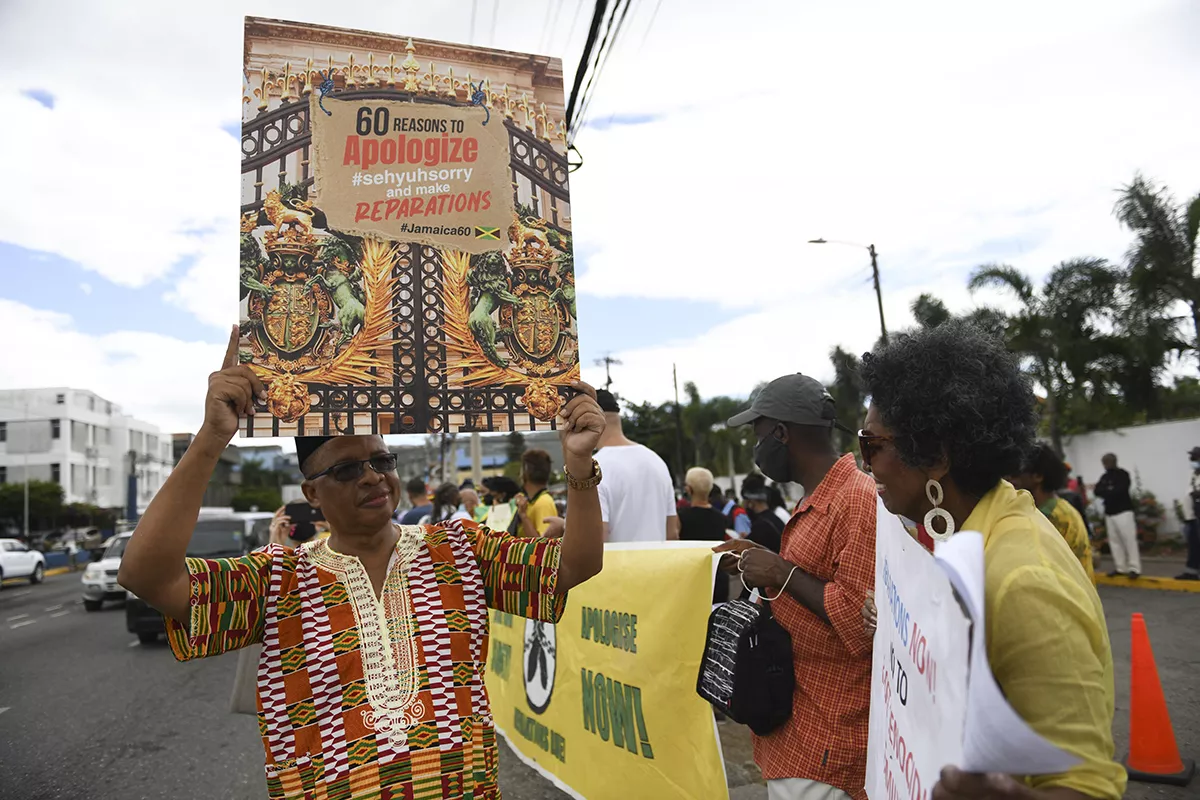 JAMAICA-UK-PROTEST-ROYALS