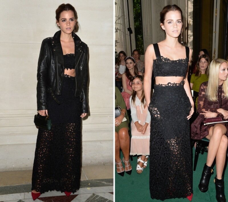Emma sorprendió por su look de transparencias y encaje. La hacía lucir muy sexy.