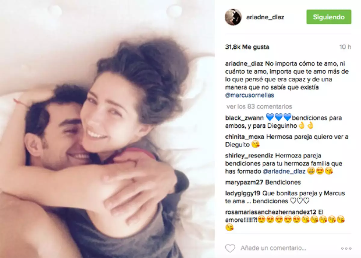 La actriz compartió una romántica foto con su novio, a quien le escribió un lindo mensaje para expresarle lo mucho que lo ama.