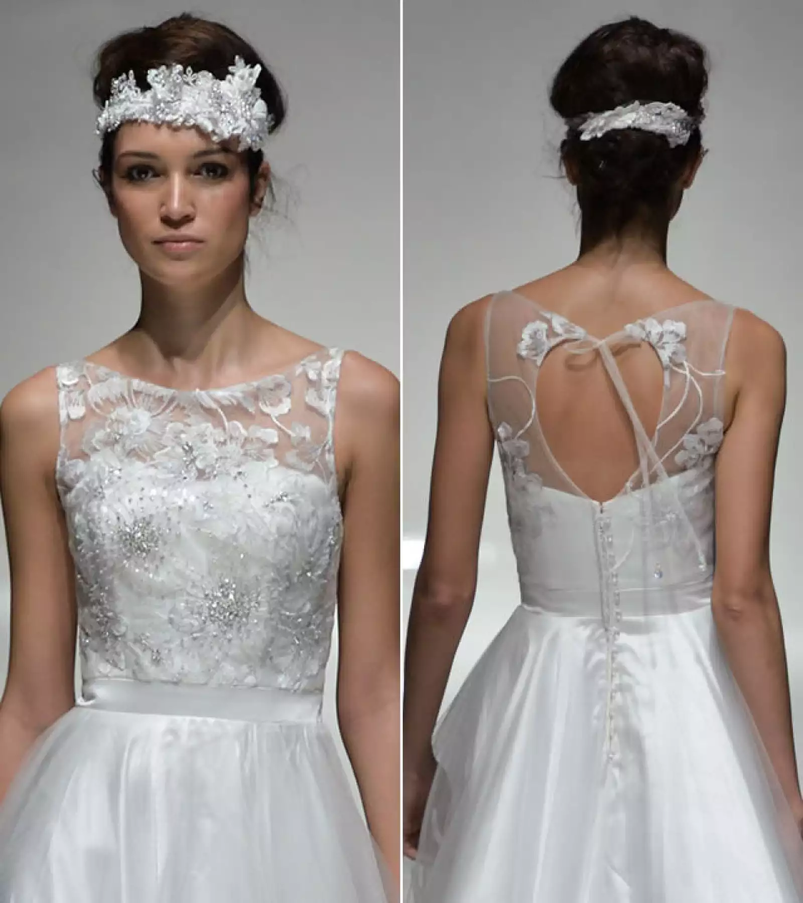 Jack Sullivan Bridal: Te retamos a usar un tocado grande en la frente y hacer el chongo sobre éste. No sólo lucirá el tocado, tu peinado se verá más y lucirás espectacular.