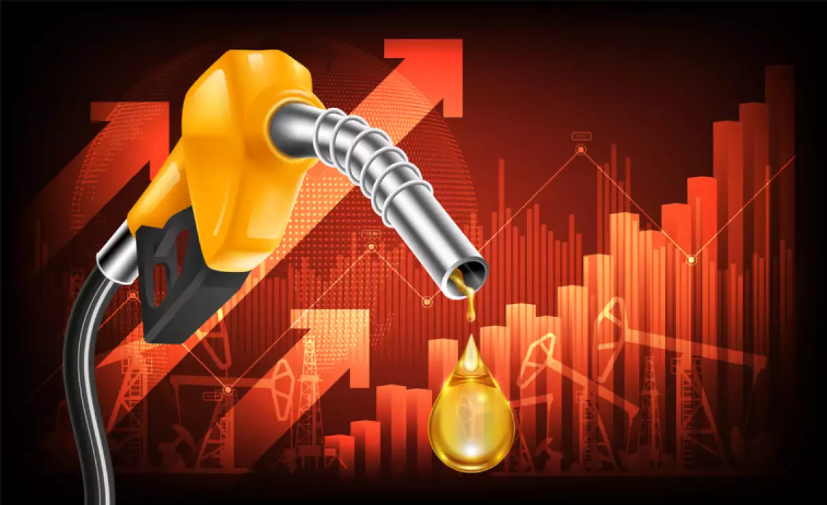 Bomba de combustible en el fondo del gráfico de barras de crecimiento.