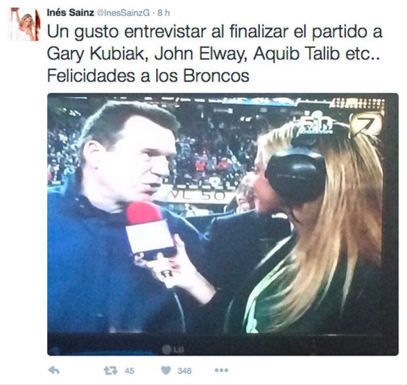Sin embargo, la conductora finalmente logró entrevistar a personalidades del futbol americano.