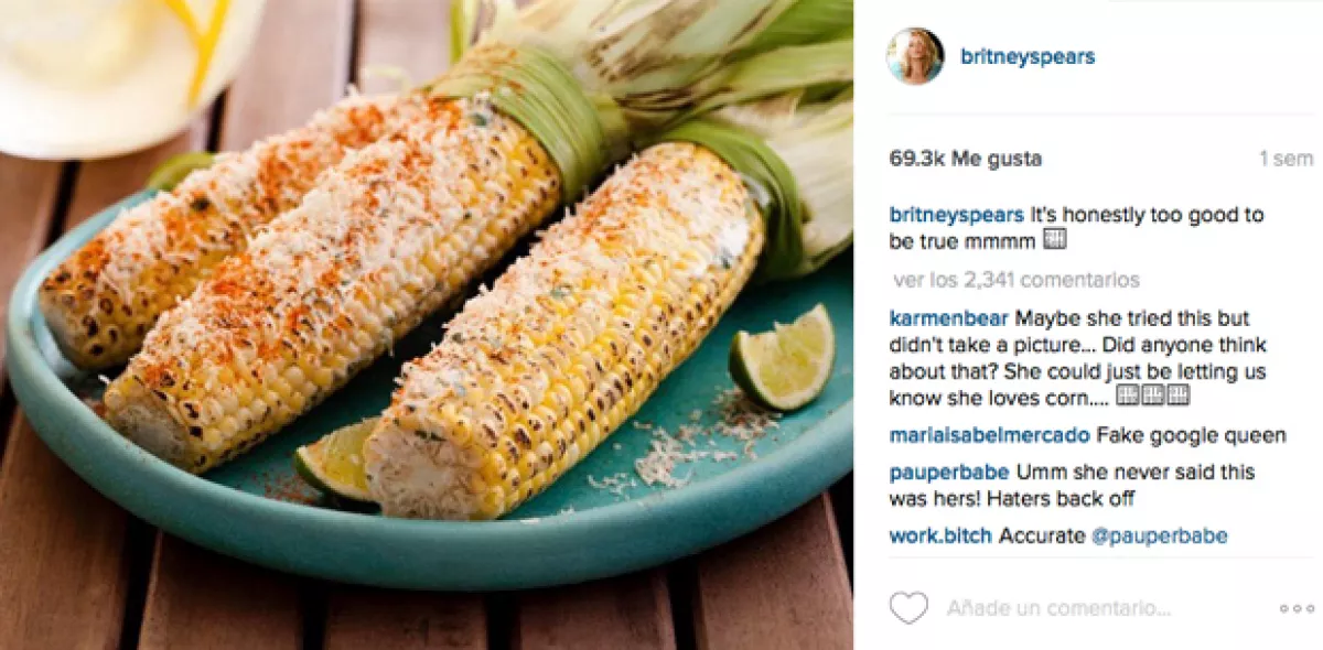La cantante subió una foto de su supuesta comida.