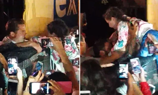 Con la ayuda de sus guardaespaldas, el actor logró poner a salvo a la pequeña admiradora.