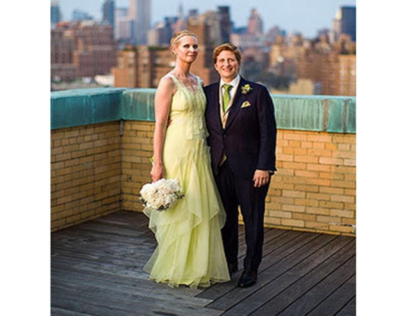Cynthia Nixon se casó de verde.