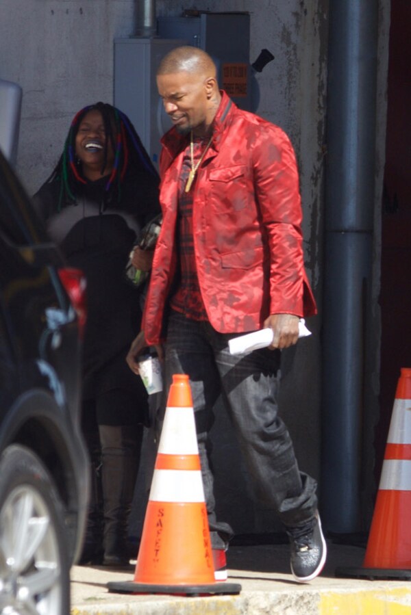 Jamie Foxx también se encontraba filmando en el set.