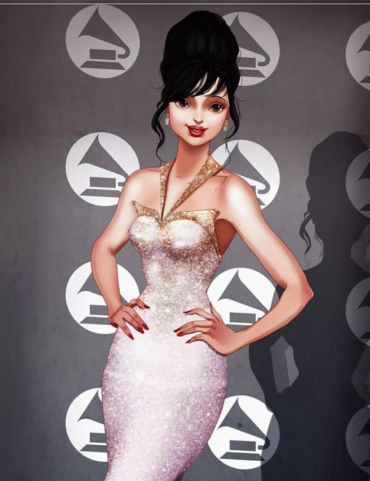 El momento en los Grammys también fue ilustrado.