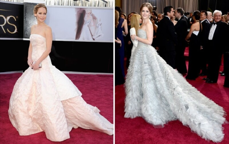 Jennifer Lawrence usó Dior Haute Couture y Amy Adams, Oscar de la Renta.