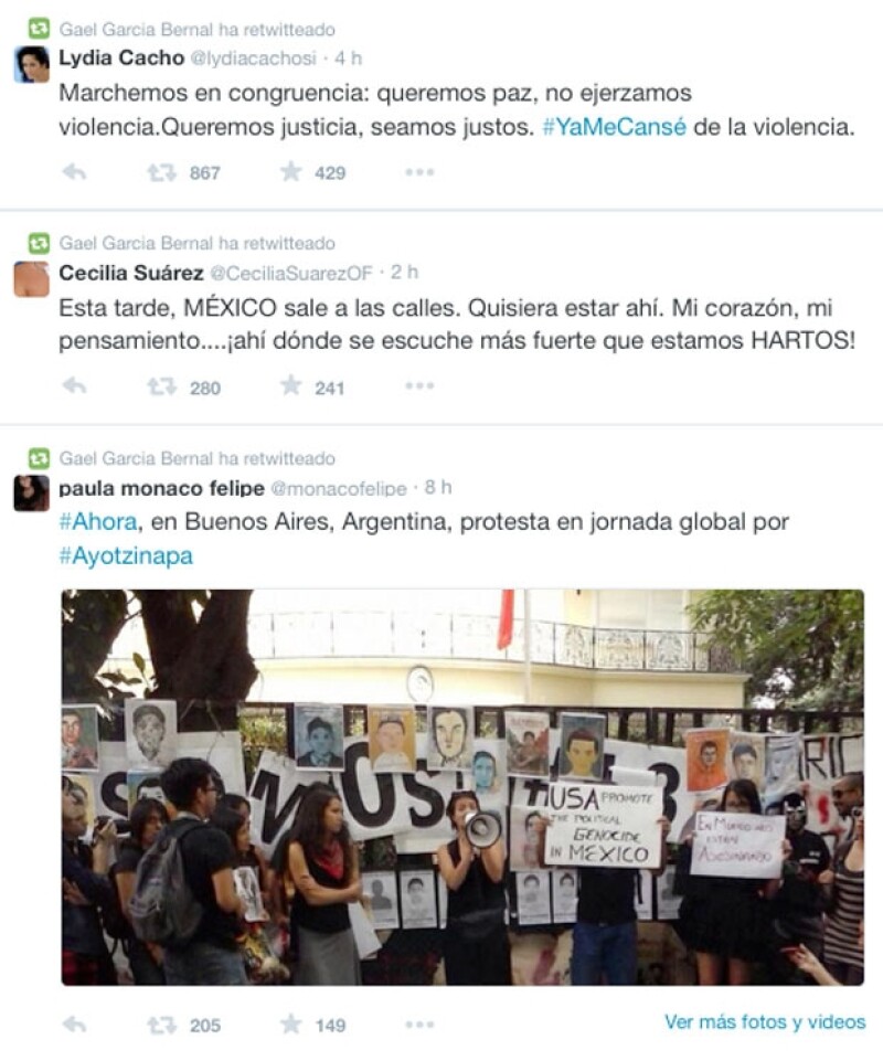 Gael García se unió a Cecilia Suárez respecto al derecho de manifestarse.