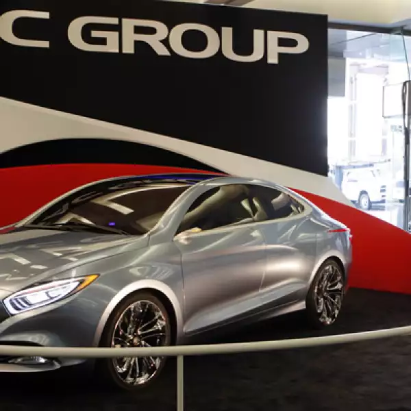 El vehículo eléctrico híbrido GAC Motor concepto F-jet se exhibe en el Salón Internacional. Es la primera vez que la compañía china participa.