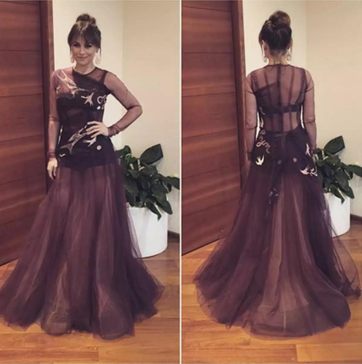 El vestido de la actriz es una creación de la diseñadora mexicana Alexia Ulibarri.