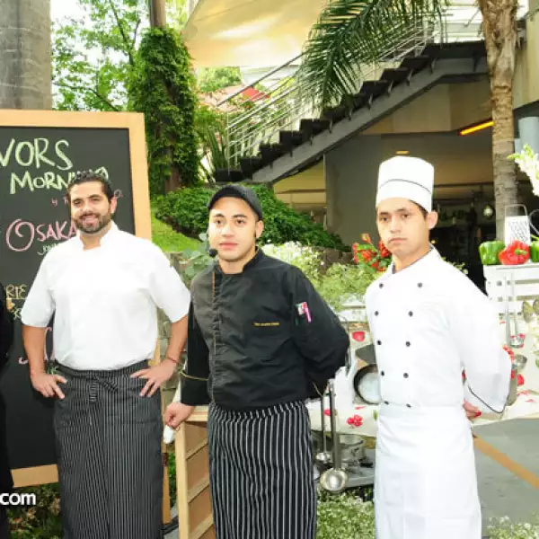 Luis Felipe Morales, chef ejecutivo del NH; Álvaro Gamboa, chef del Olio Bistro; Jonathan Galindo, chef del Osaka y Jonathan Gómez, chef de repostería del NH