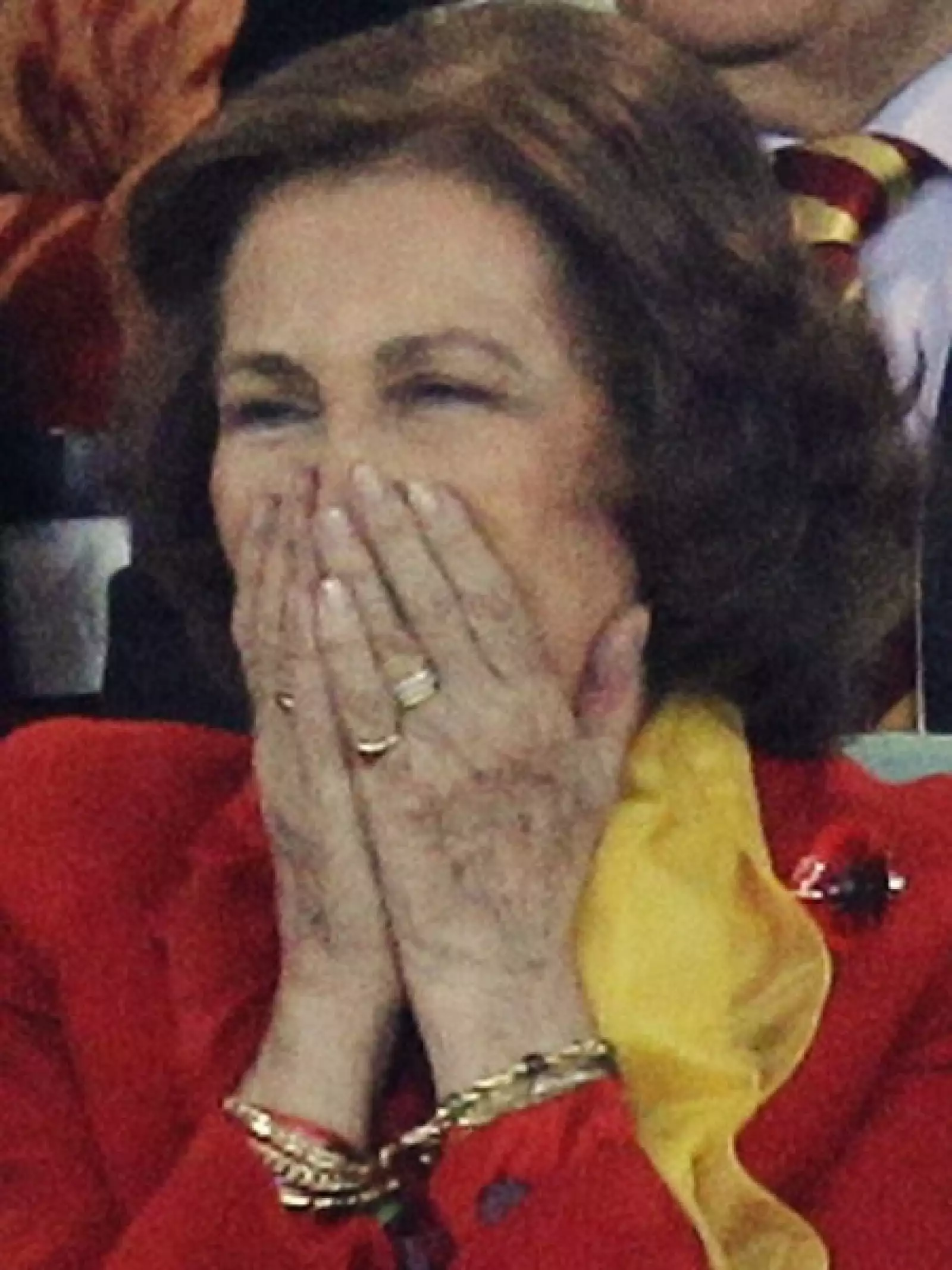 La reina Sofía de España no pudo contener su emoción con el pase de su selección a la final del Mundial.