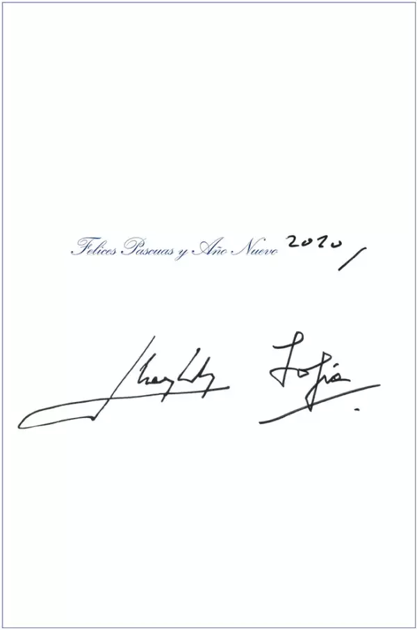 Felicitación de los reyes eméritos Juan Carlos y Sofía. 