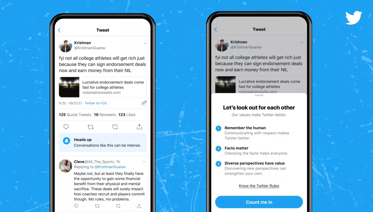 Twitter quiere menos 'hate', advertirá sobre hilos potencialmente hostiles, con la función Heads Up