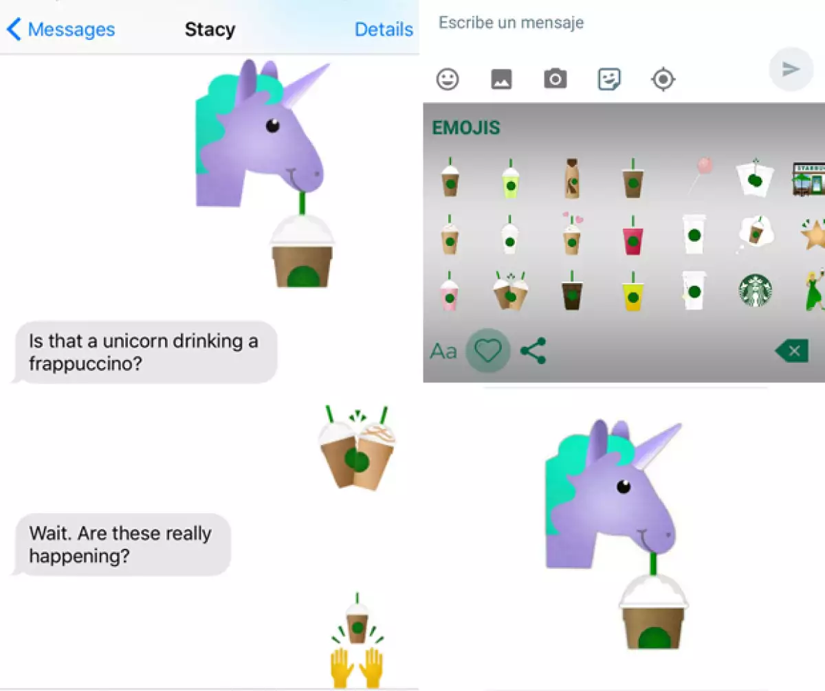 Así se ven las conversaciones una vez que hayas instalado el Starbucks Keyboard.