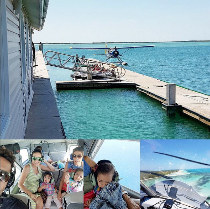 La familia disfrutó de un vuelo sobre el mar al mando de Martín Fuentes.