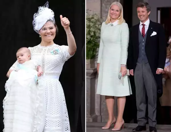 El Principe Heredero Federico de Dinamarca y la princesa Mette-Marit de Noruega fueron dos de los cinco padrinos del principito.