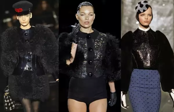 En una constante, Jacobs enfatiza con sus diseños la silueta femenina. Aquí dos de sus diseños para la firma Louis Vuitton y otro para su marca homónima.